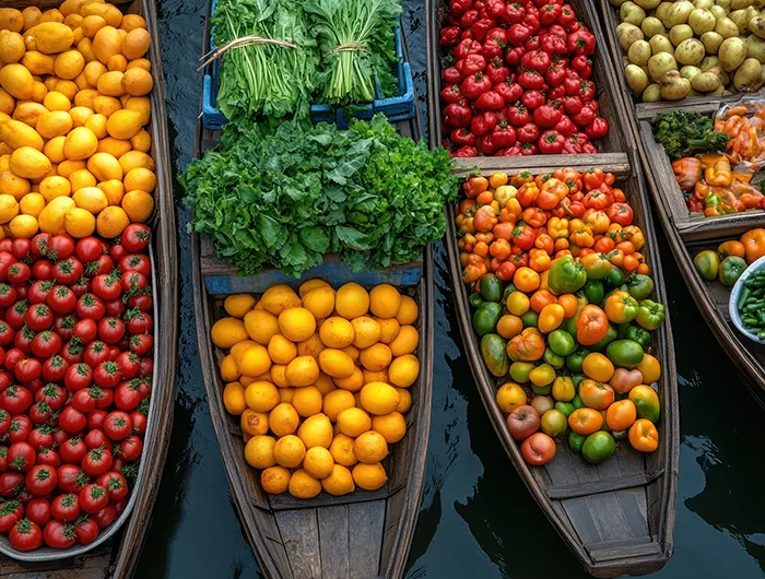 Marchés flottants pittoresques