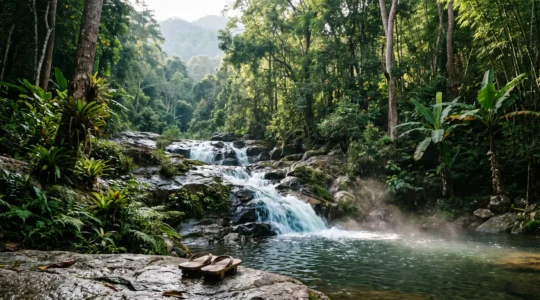 Cascade tropicale de Huay Kaew nichée dans la jungle près de Chiang Mai, en Thaïlande
